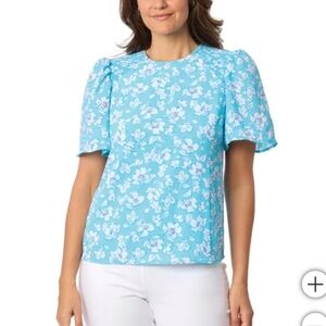 Draper James Blue Floral Blouse
